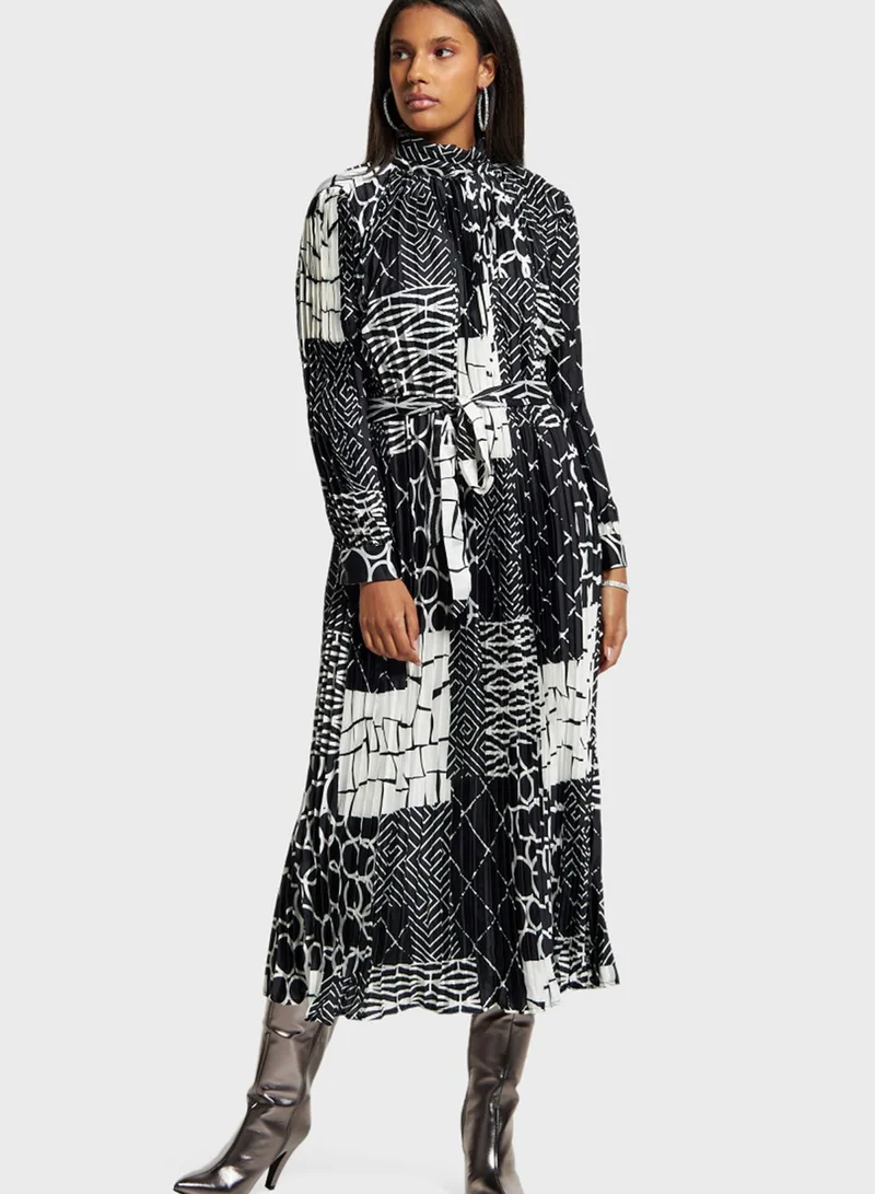 2Xtremz High Neck Tie Detail Dress