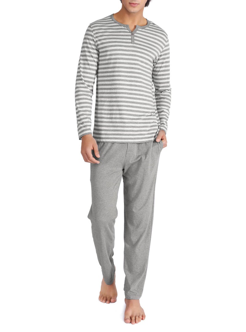 DAVID ARCHY Men's Pajamas Set Soft Cotton Long Sleeve Sleepwear Comfy Loungewear Pjs with Pockets (M, Heather Dark Gray) - Image 1