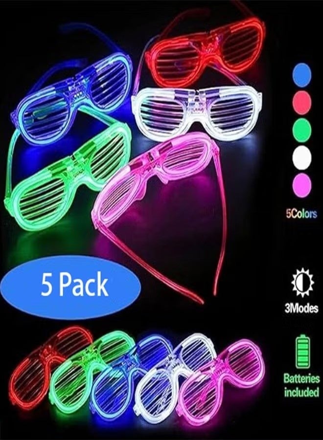 OMEVE 5 Pcs Neon Glow Glasses Led Light up Shutter Flashing Sunglasses for Kids Adults Party - Image 2