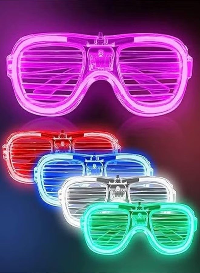 OMEVE 5 Pcs Neon Glow Glasses Led Light up Shutter Flashing Sunglasses for Kids Adults Party - Image 1