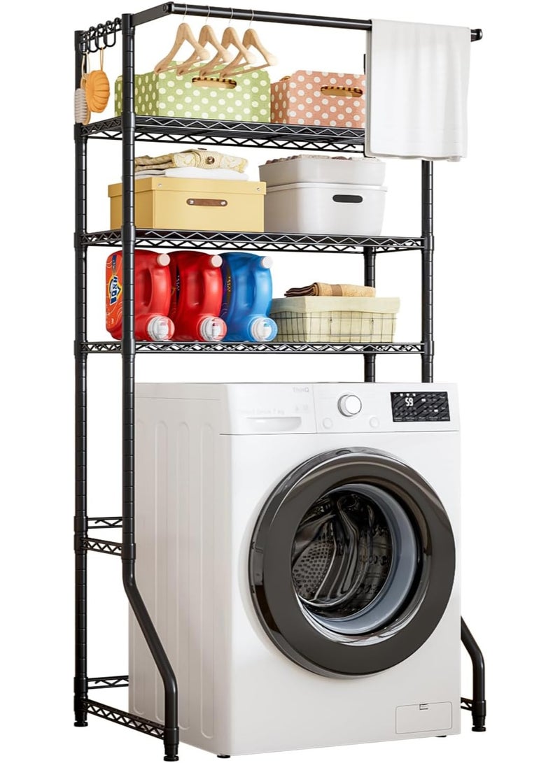 Forthcan Laundry Room Shelves,3-Tier Over Washer and Dryer Storage Shelves,Adjustable Bathroom Towel Storage Shelf,Space Saver,33.9" L x 19.7" D x 77.6" H (Black) - Image 1