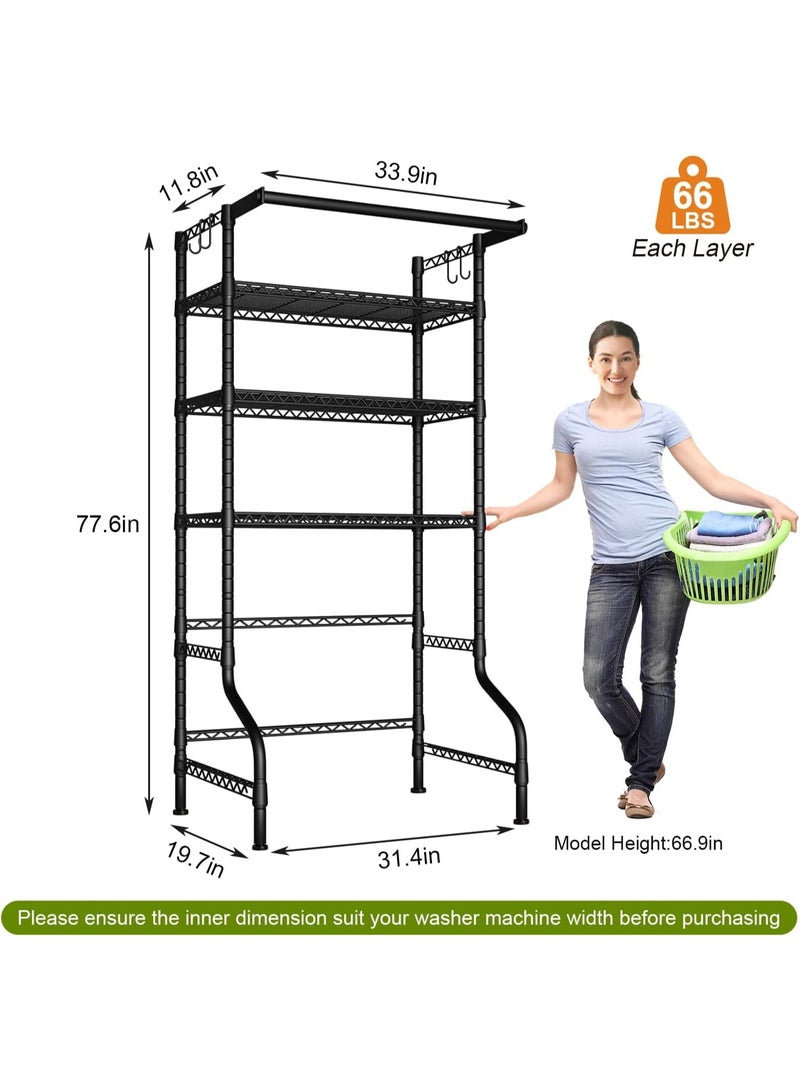 Forthcan Laundry Room Shelves,3-Tier Over Washer and Dryer Storage Shelves,Adjustable Bathroom Towel Storage Shelf,Space Saver,33.9" L x 19.7" D x 77.6" H (Black) - Image 4