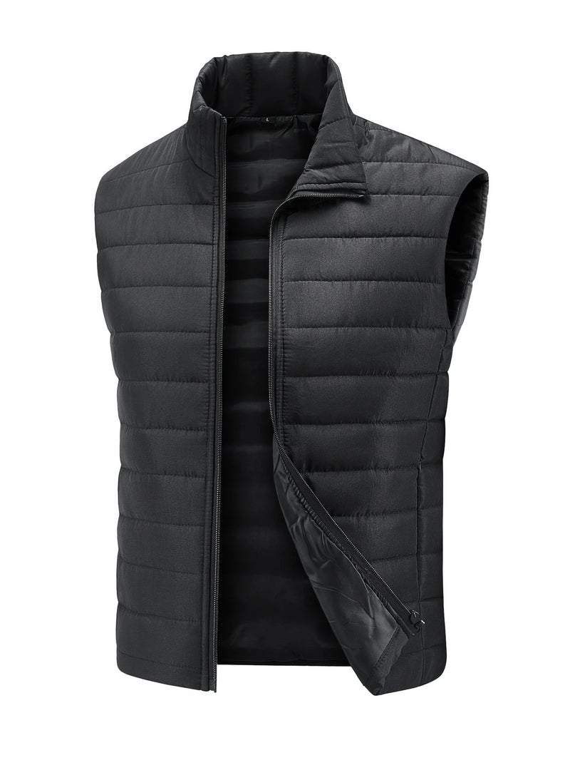 Men'S Large Size Cotton Vest With Stand Collar, Cold-Proof, Warm, Versatile For , Sleeveless Trendy Cotton Vest, Thick - Image 3