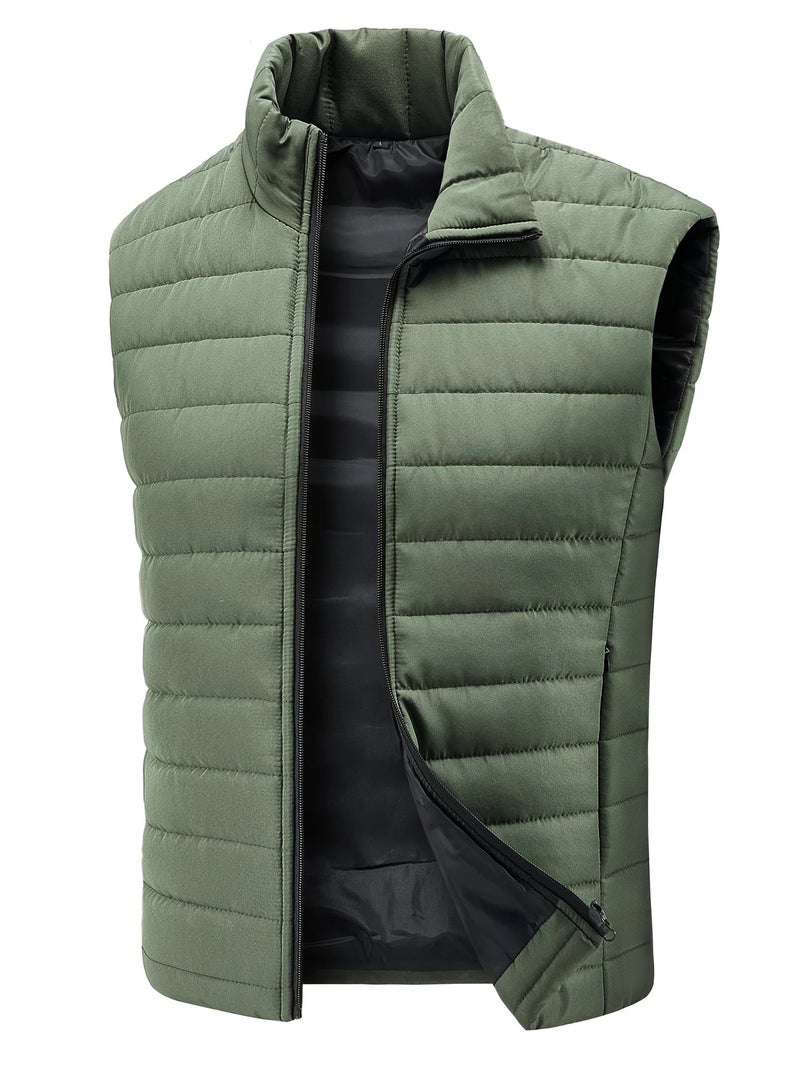 Men'S Large Size Cotton Vest With Stand Collar, Cold-Proof, Warm, Versatile For , Sleeveless Trendy Cotton Vest, Thick - Image 2