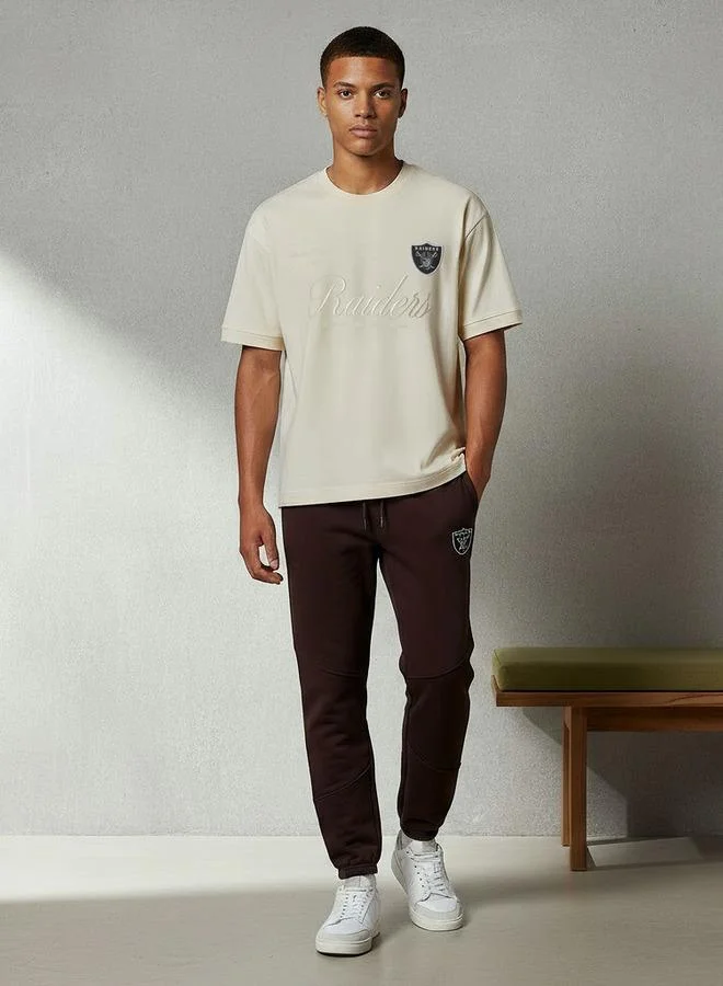SP Characters Men Regular Fit Crew Neck Short Sleeve Raiders Embroidered T shirt