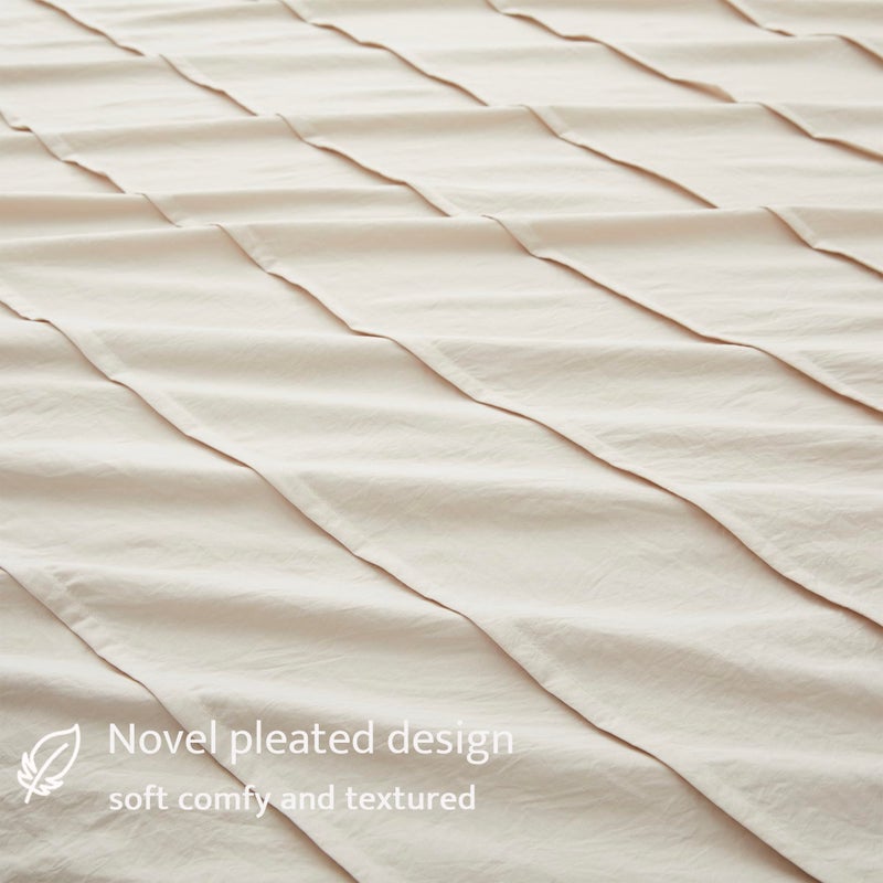 Oli Anderson Light Khaki Duvet Cover King Size - Pleated King Duvet Cover, 3PCS Soft and Breathable Textured Bedding Set with Zipper Closure(Light Khaki,104"x90") - Image 4