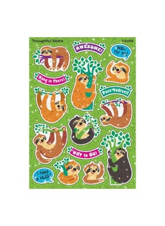 Trend Enterprises T63359 Thoughtful Sloths Sparkle Stickers, 32 Count, Multicolor  - Image 1