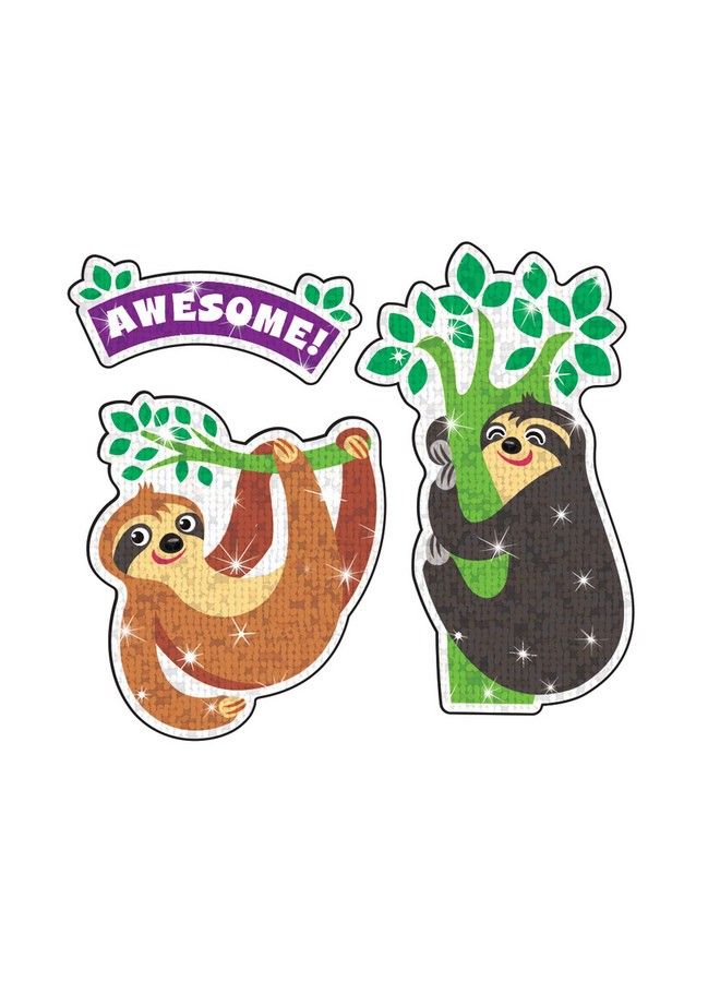 Trend Enterprises T63359 Thoughtful Sloths Sparkle Stickers, 32 Count, Multicolor  - Image 4