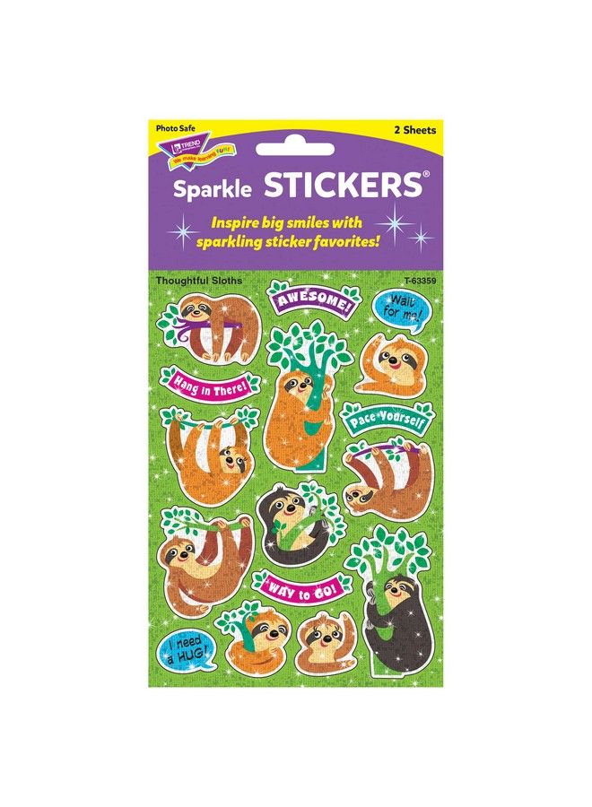 Trend Enterprises T63359 Thoughtful Sloths Sparkle Stickers, 32 Count, Multicolor  - Image 5