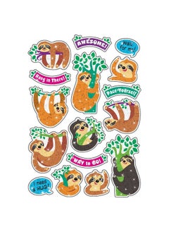 Trend Enterprises T63359 Thoughtful Sloths Sparkle Stickers, 32 Count, Multicolor  - Image 3