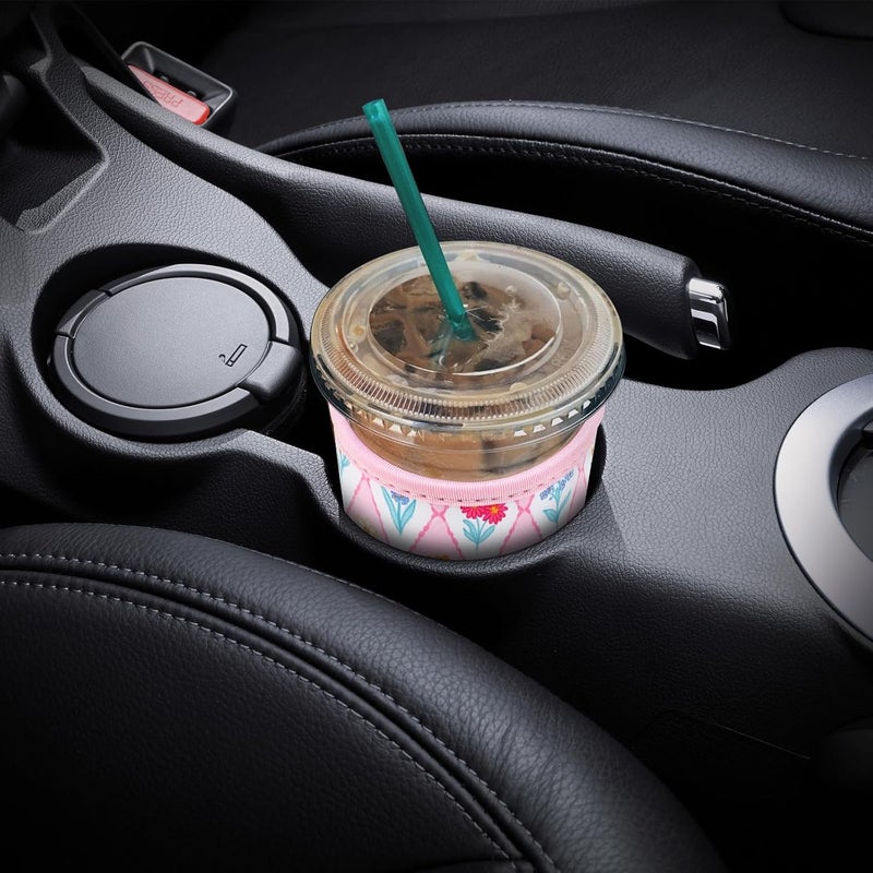 واي آر Reusable Neoprene Insulator Sleeve for Iced Coffee Cups, 3 Pack Coffee Coolies sleeves for Iced  Hot Drinks, Cold Beverage Cooler Compatible with Starbucks Coffee and More (Diamond Flower) - Image 5