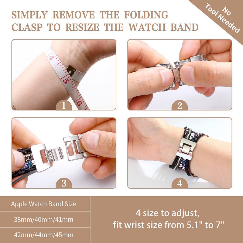 Wingoden Boho Bracelet Compatible with Apple Watch Band 41mm 40mm 42mm 38mm Natural Stone Beaded iWatch Band Women Men Apple Watch Strap Ultra Series 11/10/9/8/7/6/5/4/3/2/1/SE 3/Ultra 3, Natural Stone - Image 2