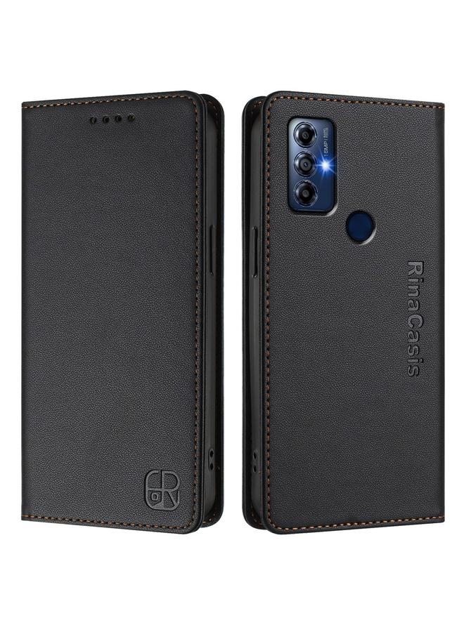 S-TOP Case For Motorola Moto G Play 2022 RC01 Dual-Folded Magnetic Suction RFID Leather Phone Case - Image 2