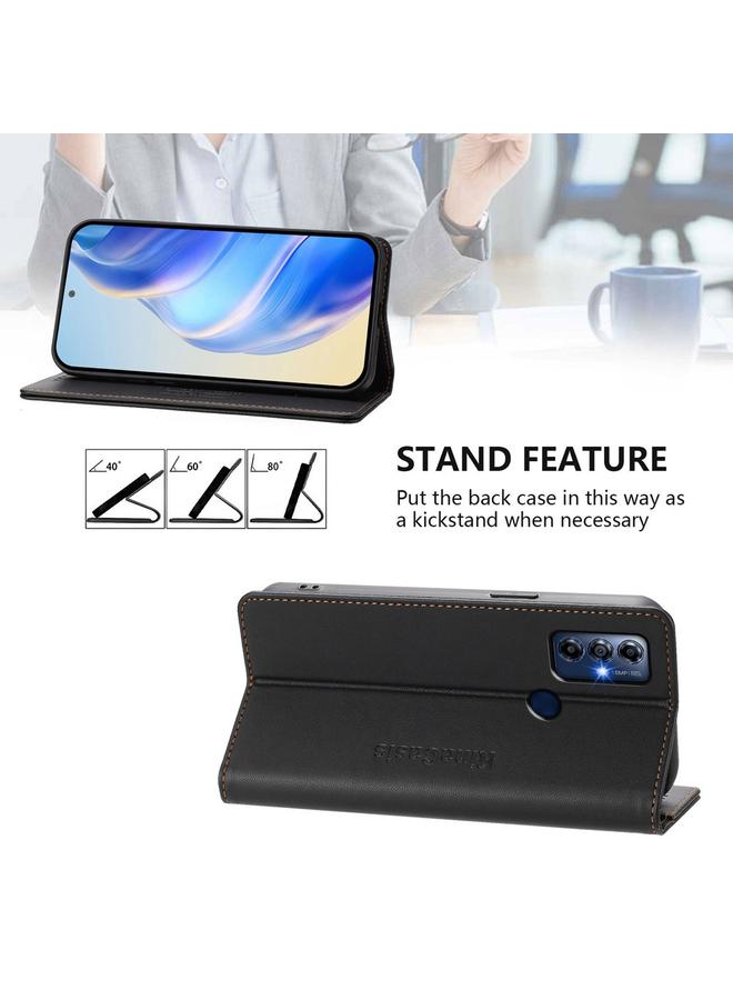 S-TOP Case For Motorola Moto G Play 2022 RC01 Dual-Folded Magnetic Suction RFID Leather Phone Case - Image 4