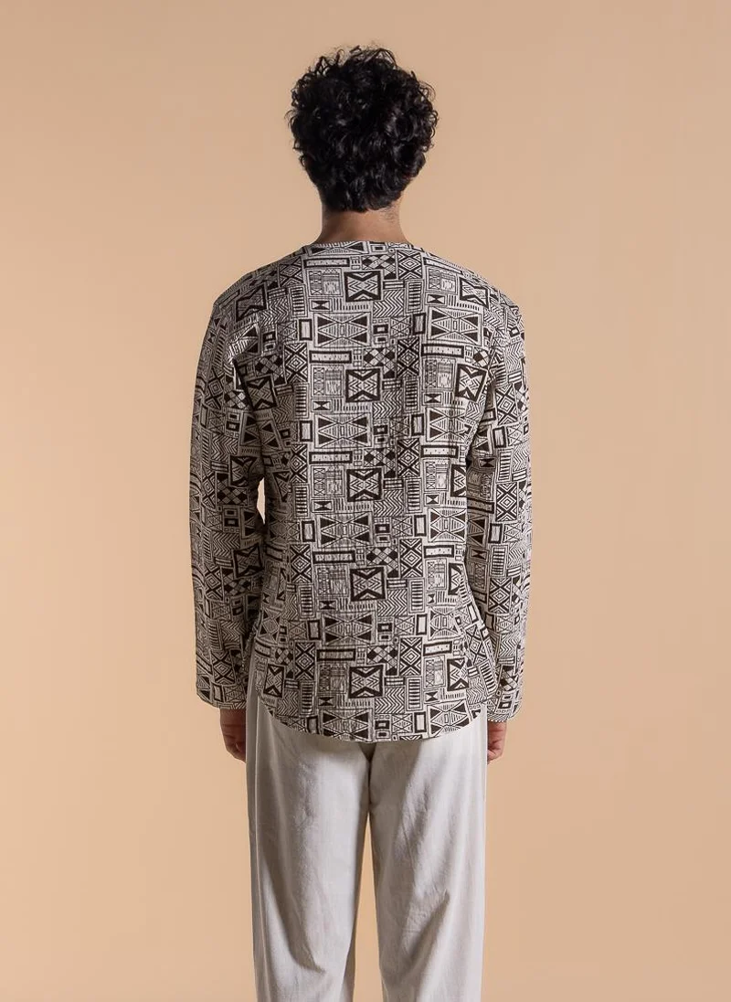 SHAPES DETAILED PRINTED SHIRT