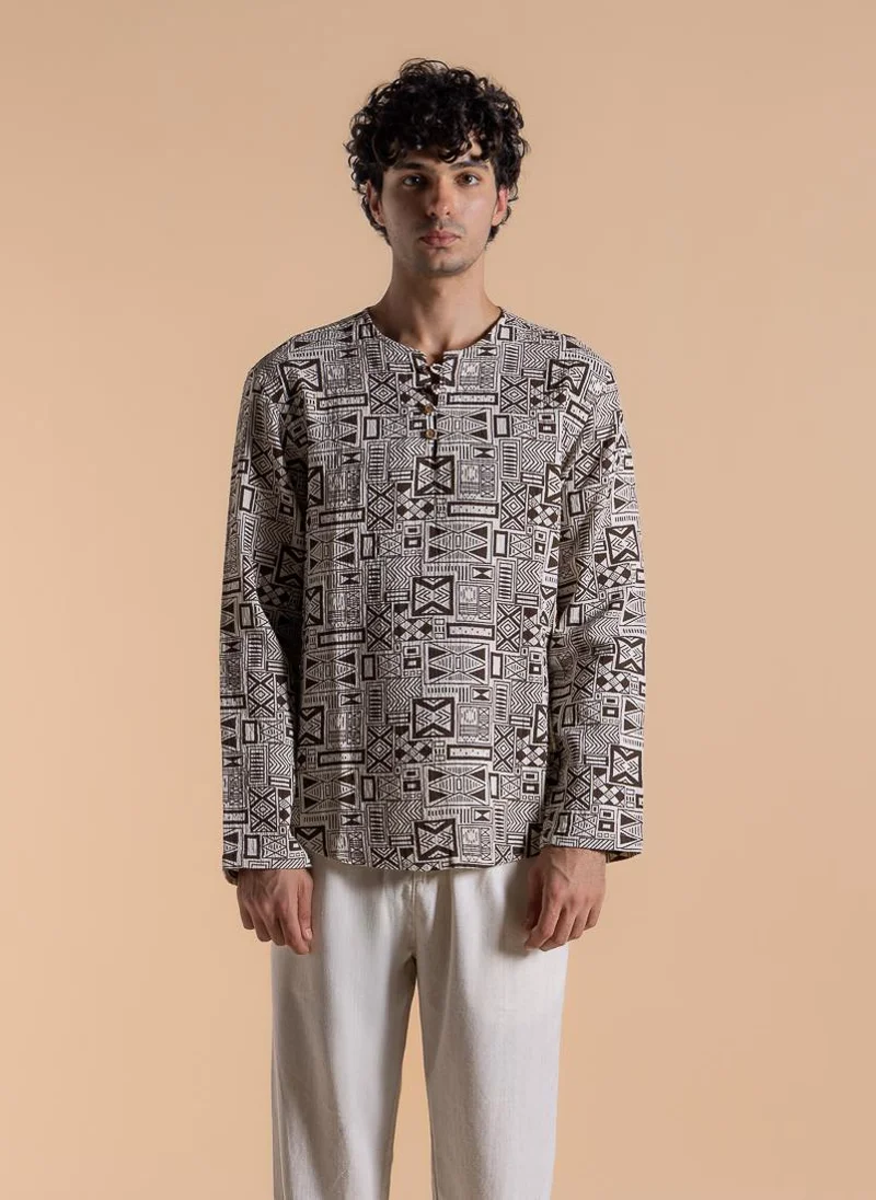 SHAPES DETAILED PRINTED SHIRT