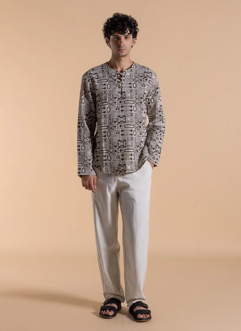 SHAPES Beige DETAILED PRINTED SHIRT for Men | Best Price UAE