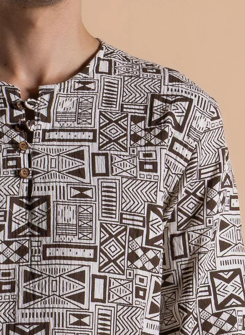 SHAPES Beige DETAILED PRINTED SHIRT for Men | Best Price UAE