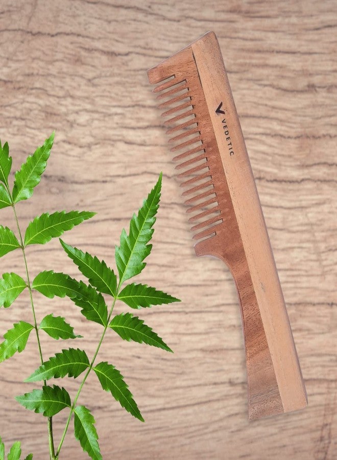 VEDETIC® Handmade Natural Pure Healthy Neem Wooden Comb Wide Tooth for Hair Growth,Anti-Dandruff Comb For Women And Men (Mix Combo Pack of 2) (COMB-SH-2) - Image 4