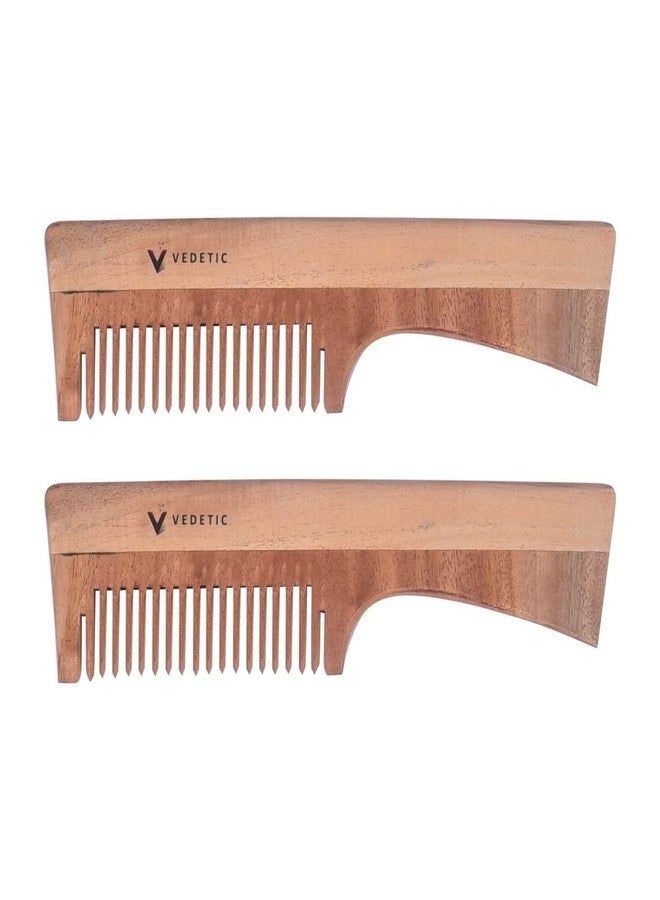 VEDETIC® Handmade Natural Pure Healthy Neem Wooden Comb Wide Tooth for Hair Growth,Anti-Dandruff Comb For Women And Men (Mix Combo Pack of 2) (COMB-SH-2) - Image 2