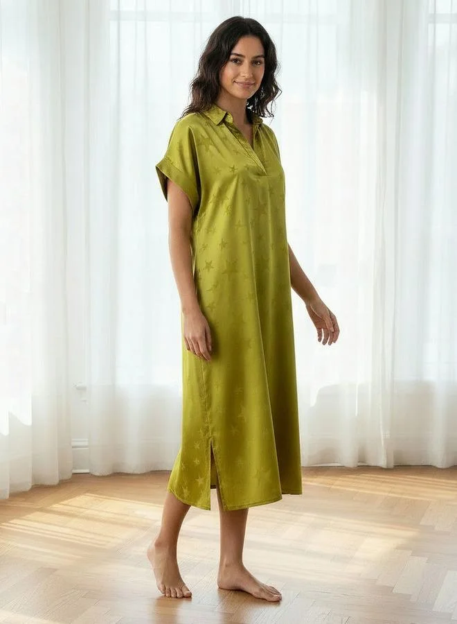 Aadaraya Aadaraya Night Dress Short Sleeve Star Print