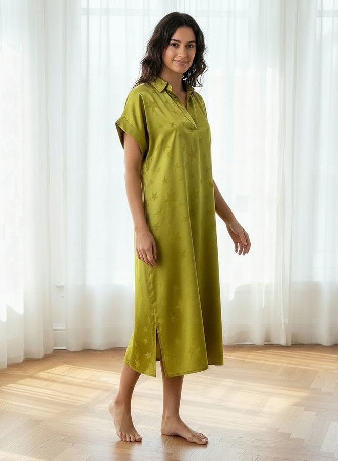 Aadaraya Night Dress Short Sleeve Star Print - Image 2
