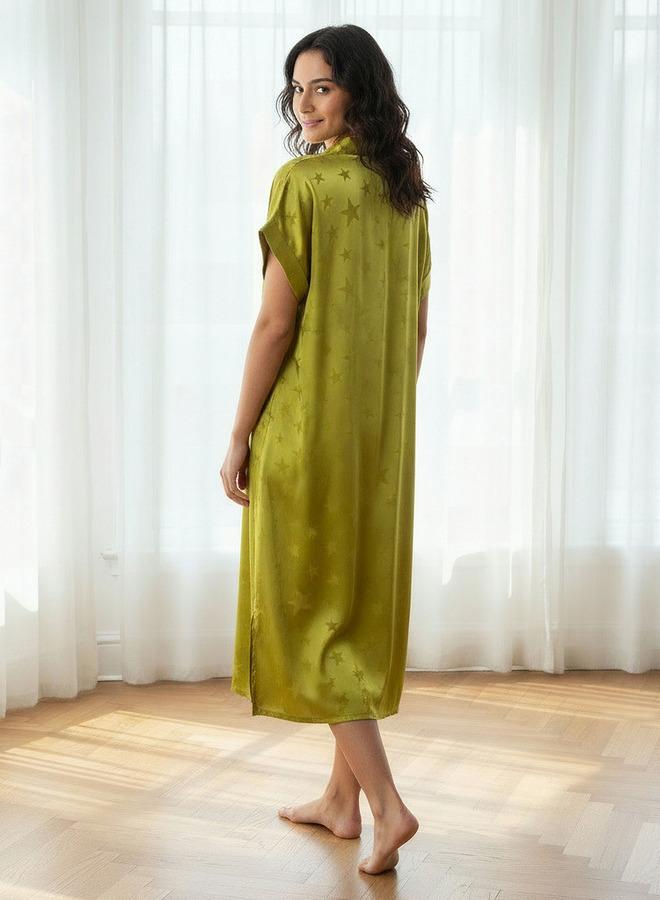 Aadaraya Night Dress Short Sleeve Star Print - Image 3