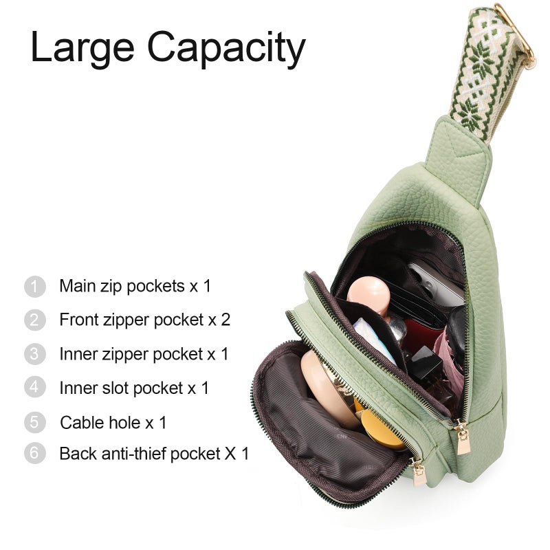 GAEKEAO Sling Bag for Women, Leather Crossbody Bags Fanny Packs for Women Cross Body Bag, Womens Small Crossbody Purse Chest Bag for Travel - Image 3