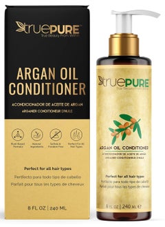TruePure Argan Oil Conditioner 8 oz Deep Conditioner Hair Treatment for Dry Damaged Follicles Split Ends  Sulfate Paraben Fragrance Free  For Men  Women  Made in USA 