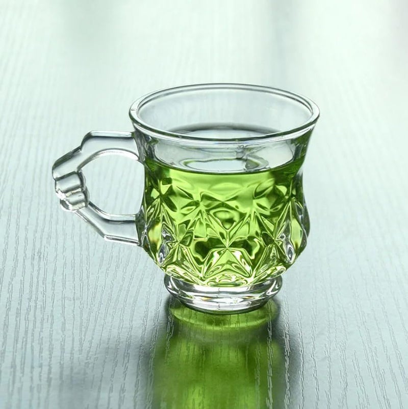Mevanta Premium Glass Tea and Coffee Cup 180ML Set of 6 Transparent Glass Cups Set for Milk Cup, Hot/Cold Drinks Cups, Herbal Tea, Green Tea, Lemon Tea Cup Set for Ideal Gift Uses (6, BX-01) - Image 2