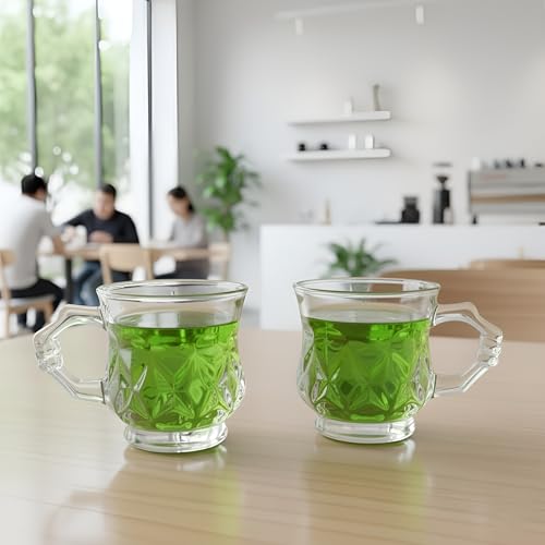 Mevanta Premium Glass Tea and Coffee Cup 180ML Set of 6 Transparent Glass Cups Set for Milk Cup, Hot/Cold Drinks Cups, Herbal Tea, Green Tea, Lemon Tea Cup Set for Ideal Gift Uses (6, BX-01) - Image 1