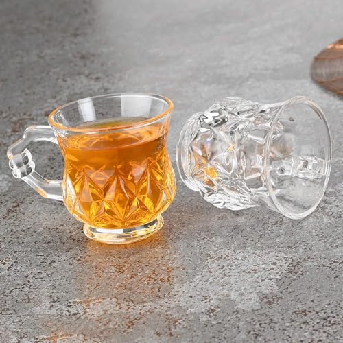 Mevanta Premium Glass Tea and Coffee Cup 180ML Set of 6 Transparent Glass Cups Set for Milk Cup, Hot/Cold Drinks Cups, Herbal Tea, Green Tea, Lemon Tea Cup Set for Ideal Gift Uses (6, BX-01) - Image 5