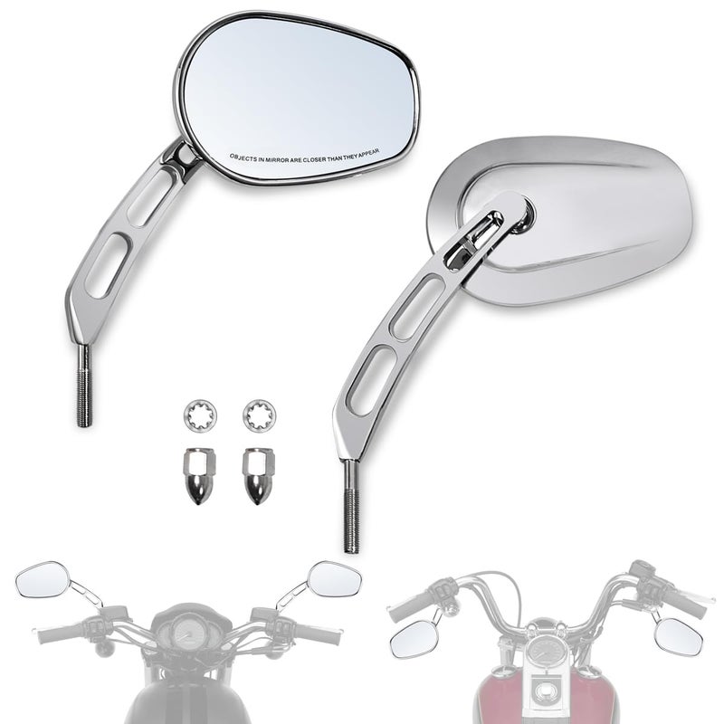 FOVPLUE Handlebar Mount MirrorsLeft Right Side Rearview mirrors for 19822025 Harley Modelsfor CVO Dyna Electra Glide Road Glide Road King Softail Street Glide Sportster 1200 883Chrome