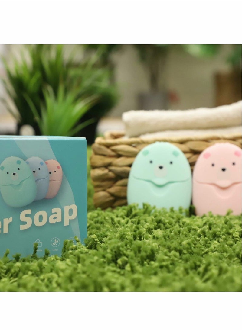 Excefore - Soap Flakes, Disposable Paper Sheets, Mini Portable, Foaming Hand Washing Bath Scented Soap (6 Boxes, 300 Sheets) - Image 1
