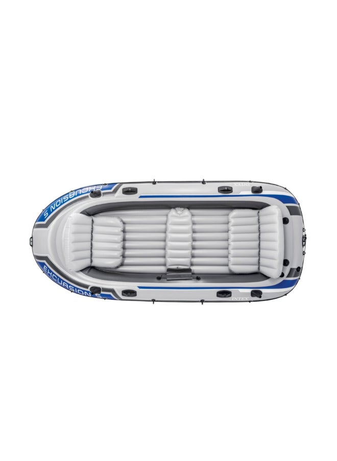 INTEX 5-Person Excursion Inflatable Boat with Aluminum Oar and Pump Grey and Blue 52.4 x 37 x 60.6 cm 68325  - Image 2