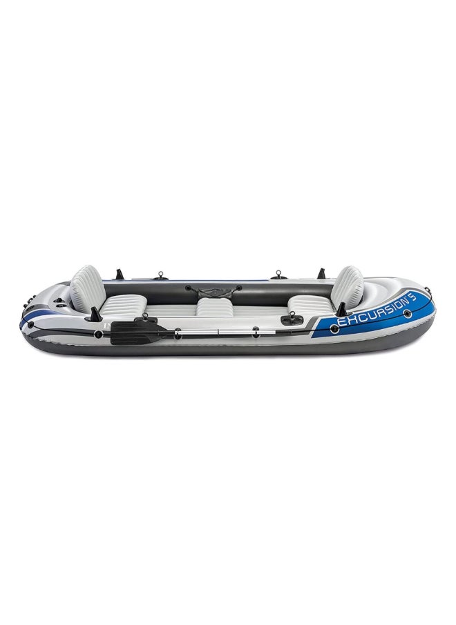 INTEX 5-Person Excursion Inflatable Boat with Aluminum Oar and Pump Grey and Blue 52.4 x 37 x 60.6 cm 68325  - Image 4