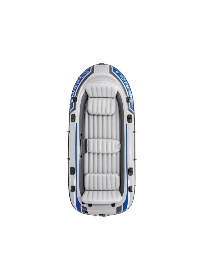 INTEX 5-Person Excursion Inflatable Boat with Aluminum Oar and Pump Grey and Blue 52.4 x 37 x 60.6 cm 68325  - Image 5