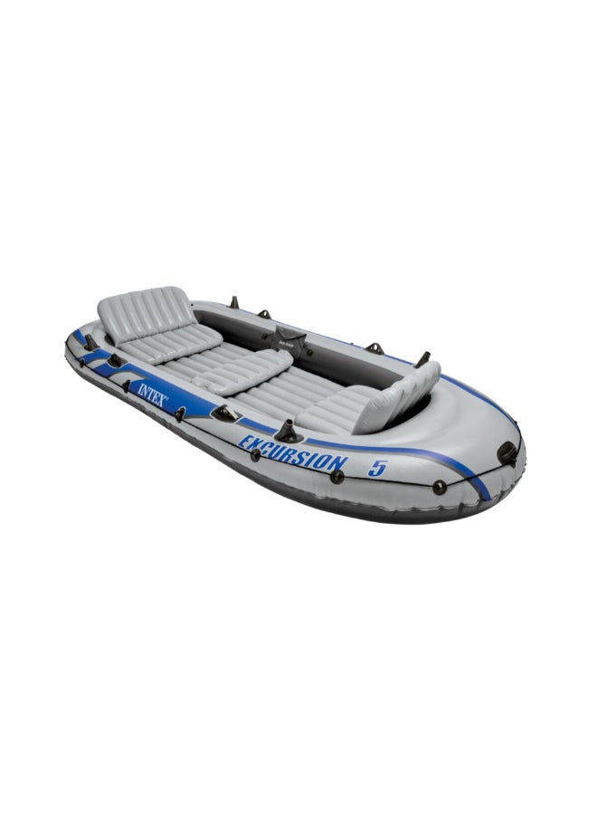 INTEX 5-Person Excursion Inflatable Boat with Aluminum Oar and Pump Grey and Blue 52.4 x 37 x 60.6 cm 68325  - Image 3