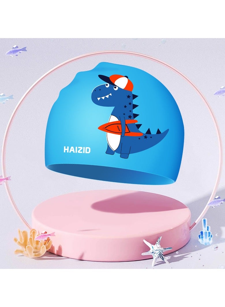 Cuken 2 Pcs Kids Swimming Cap Swim Cap, Cartoon Swim Cap Stretchable Waterproof Swimming Cap, Comfortable Swimming Hat, Durable Silicone Swimming Cap - Image 4