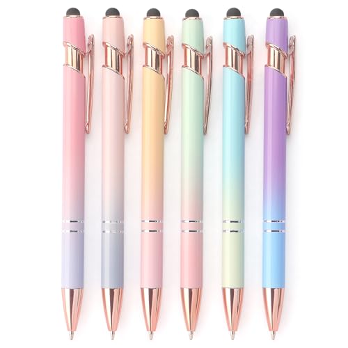 Bribobo 6 Pack Ballpoint Pen 2-in-1 Stylus Retractable Ballpoint Pen with Stylus tip, Metal Stylus Pen for Touch Screens, 1.0 mm Black Ink - Image 1