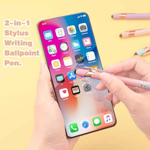 Bribobo 6 Pack Ballpoint Pen 2-in-1 Stylus Retractable Ballpoint Pen with Stylus tip, Metal Stylus Pen for Touch Screens, 1.0 mm Black Ink - Image 5