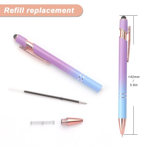 Bribobo 6 Pack Ballpoint Pen 2-in-1 Stylus Retractable Ballpoint Pen with Stylus tip, Metal Stylus Pen for Touch Screens, 1.0 mm Black Ink - Image 2
