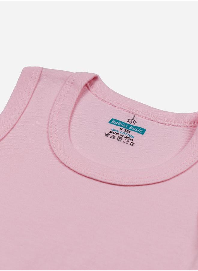 Babies Basic Pack of 3 - Solid Sleeveless Bodysuit by Styli  - Image 5