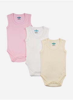 Babies Basic Pack of 3 - Solid Sleeveless Bodysuit by Styli  - Image 1