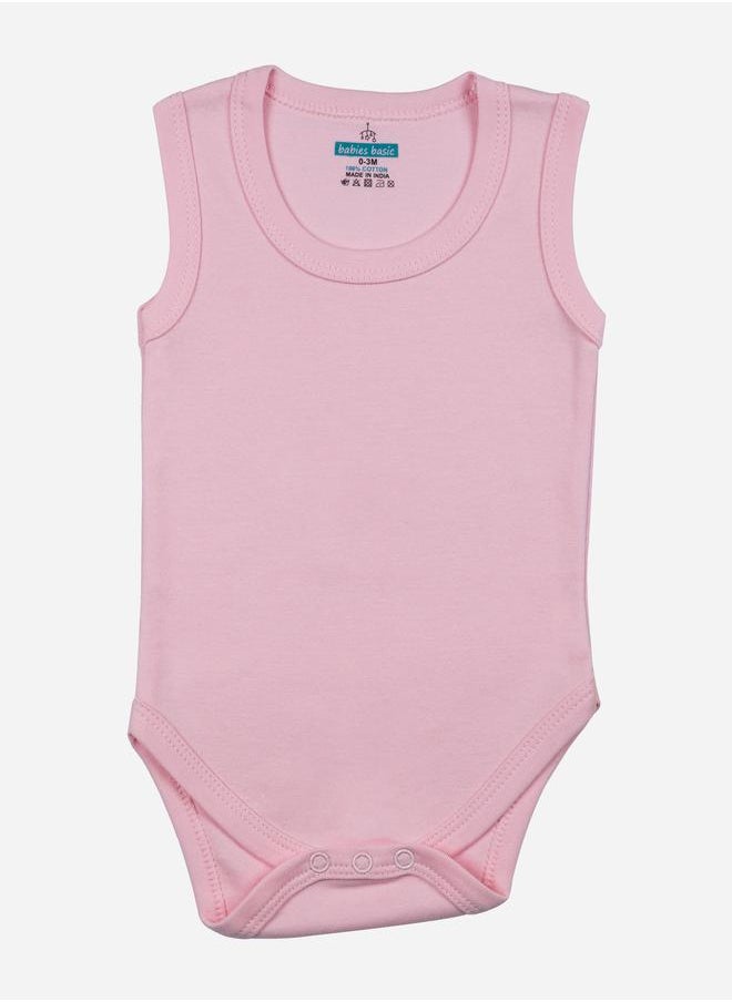 Babies Basic Pack of 3 - Solid Sleeveless Bodysuit by Styli  - Image 4