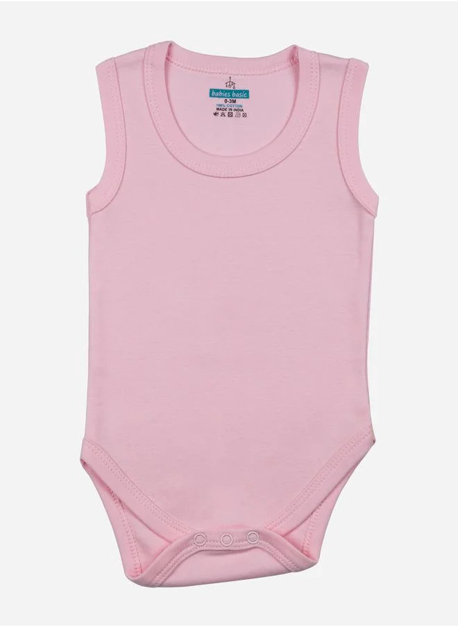 Babies Basic Pack of 3 - Solid Sleeveless Bodysuit by Styli