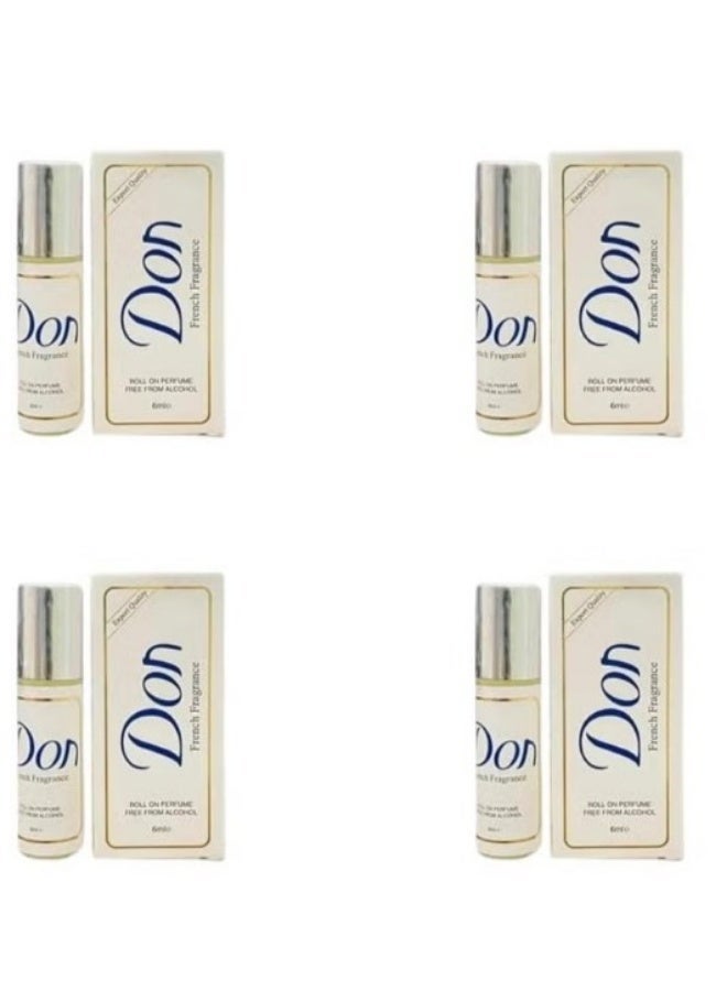 don 4 Pcs French Fragrance Roll On Perfume 6ml - Image 1