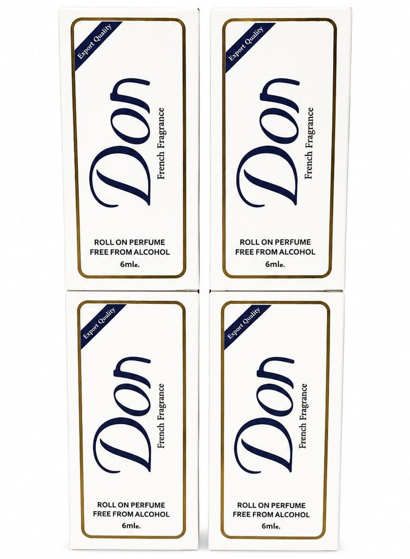 don 4 Pcs French Fragrance Roll On Perfume 4X6ml - Image 2