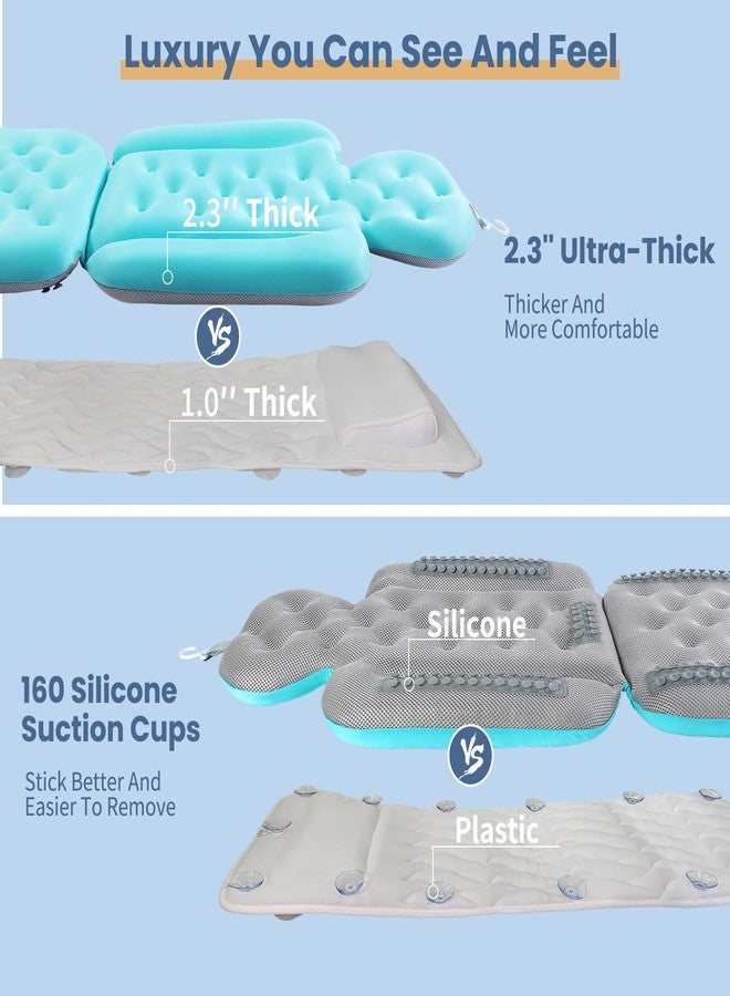 VEILS Bathtub Pillow Full Body, Luxury Bath Cushion for Tub with 160 Suction Cups, Bath Mat for Head and Neck Support with Laundry Bag Blue (51.2" x 16.2") - Image 5
