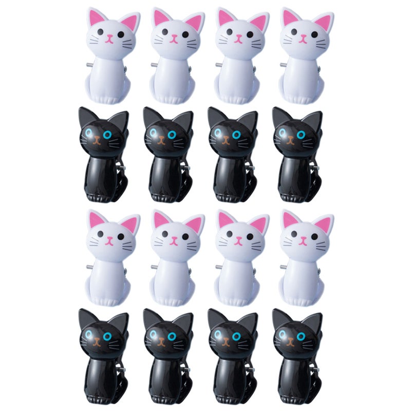 Windproof Clothes Clips Cartoon Cat Shaped Indoor Use Black 16Pcs - Image 1